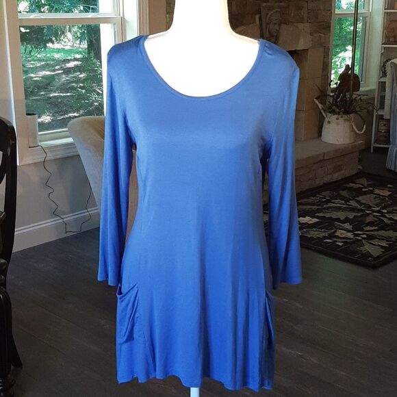 CATO  Blue Quarter Sleeve Top with Pockets - Picture 1 of 5